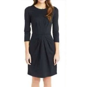 J. McLaughlin Mia Catalina Cloth 3/4 Sleeve Black Sheath Dress Womens Medium